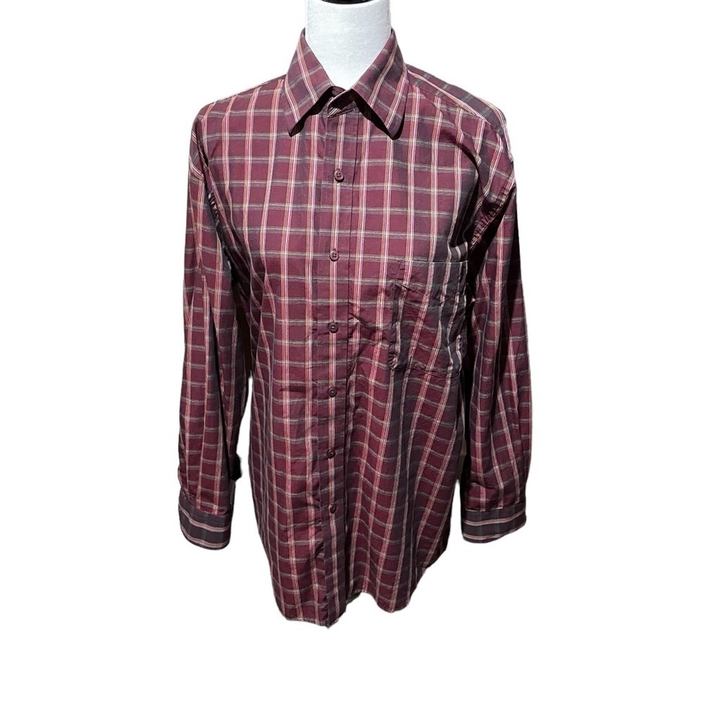 GEOFFREY Beene Long Sleeve Button Down Plaid Shirt - Size Medium